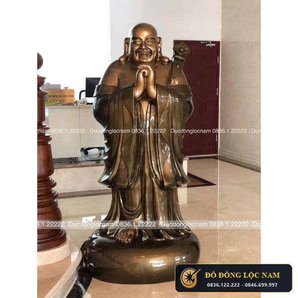 Tượng Di Lặc Đứng Bằng Đồng Cỡ Lớn Cao 1M7