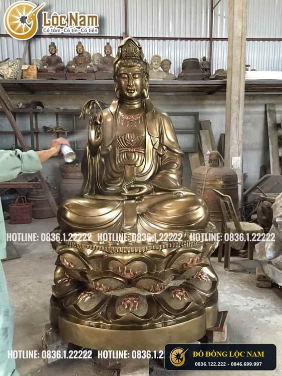 Tượng Phật Bà Quan Âm Cao Bằng Đồng Cao 1m8