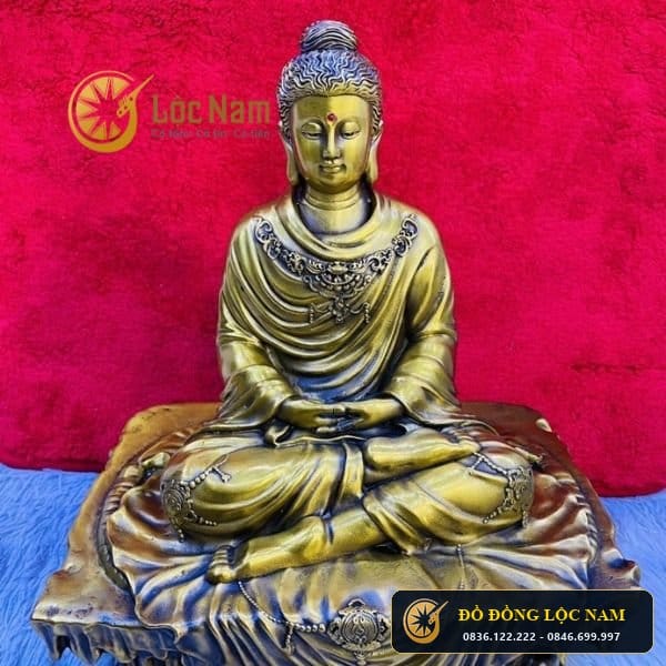 Tượng Phật Thích Ca Bằng Đồng Vàng Cao 40cm