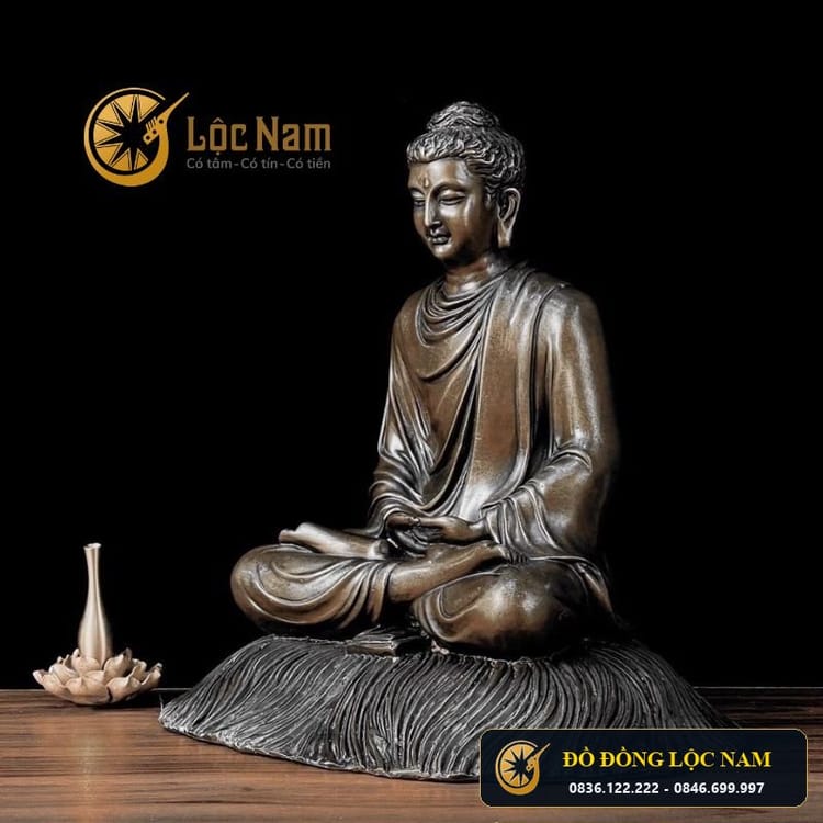 Tượng Thích Ca Ngồi Dơm Bằng Đồng Hun
