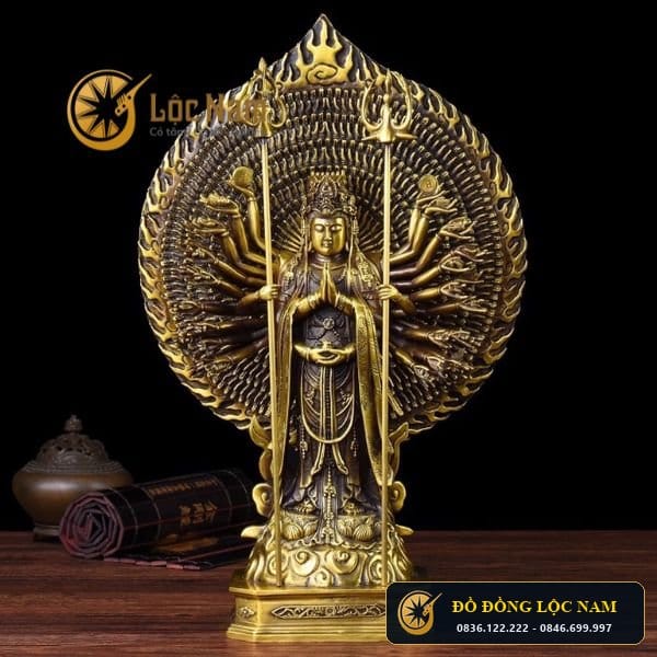 Tượng Phật Thiên Thủ Thiên Nhãn Đứng Bằng Đồng Cao 52cm