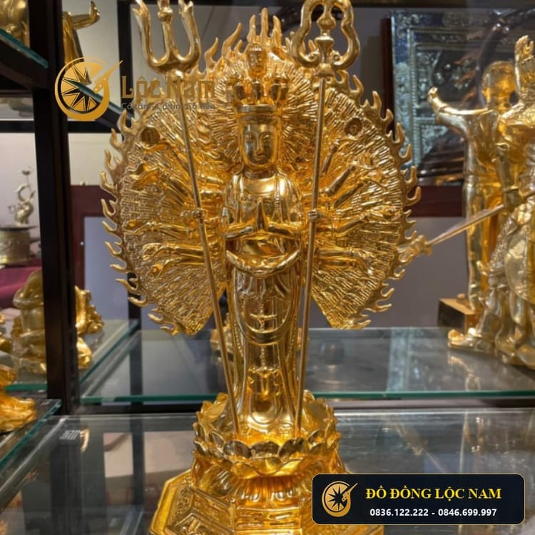 Tượng Thiên Thủ Thiên Nhãn Đứng Dát Vàng 24k