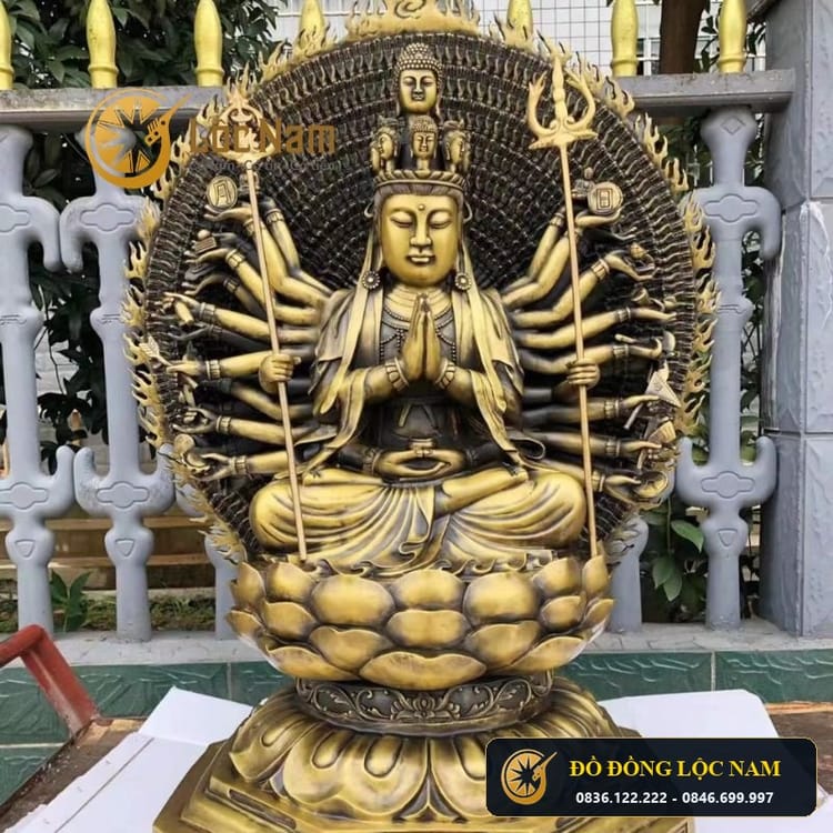Tượng Thiên Thủ Thiên Nhãn 1m3 Bằng Đồng Vàng Nguyên Chất