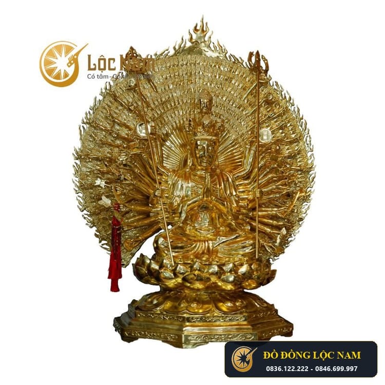 Tượng Thiên Thủ Thiên Nhãn 1m3 Nặng 136kg Bằng Đồng Dát Vàng
