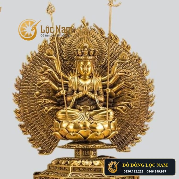 Tượng Phật Thiên Thủ Thiên Nhãn Bằng Đồng Cao 30cm