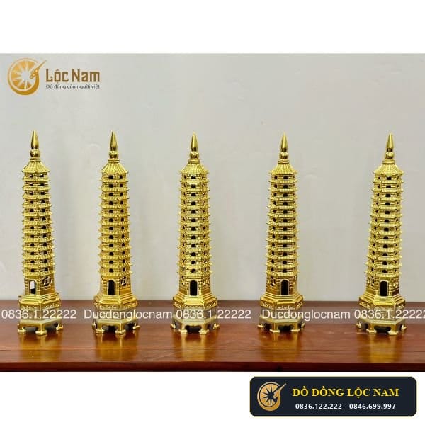 Tháp Văn Xương Bằng Đồng Cao 40CM Mạ Vàng