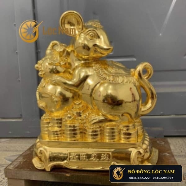 Tượng Chuột Dát Vàng 24k Bằng Đồng