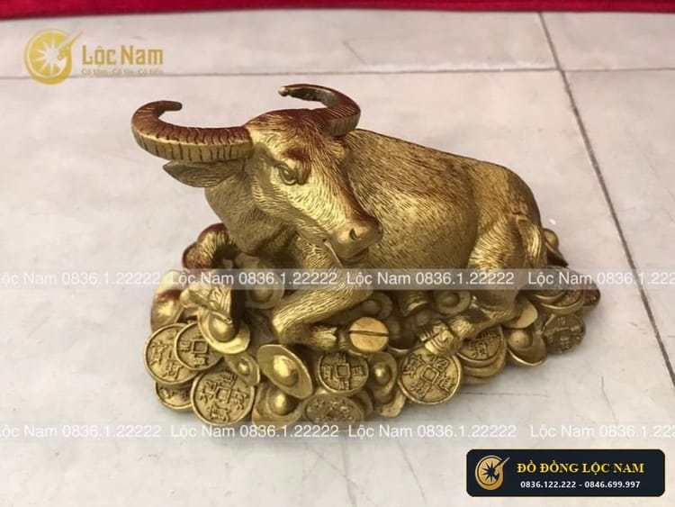 Tượng Trâu Đồng Phong Thủy Nằm Tiền