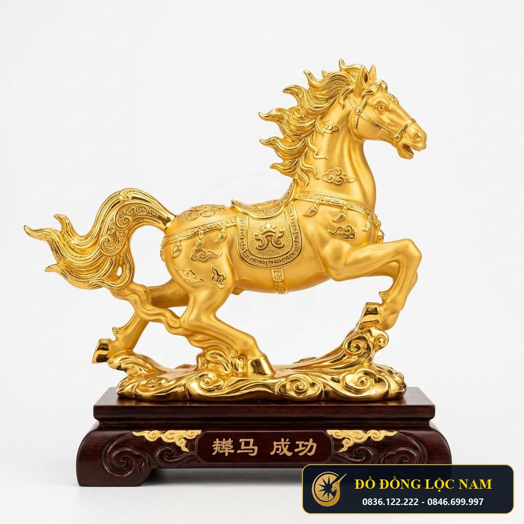 Tượng ngựa phong thủy mạ vàng