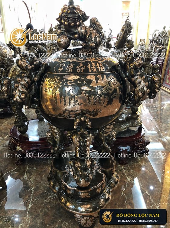 Đỉnh Thất Lân 1m2 Bằng Đồng Đỏ Cao Mau