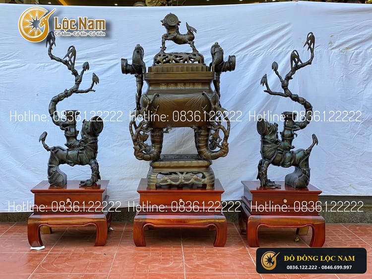 Đỉnh Trúc Vuông 1m5 Bằng Đồng Đúc Dáng Cổ