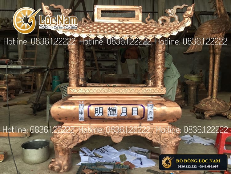 Đúc Lư Hương Đồng Lắp Đặt Cho Nhà Chùa góc chụp 2