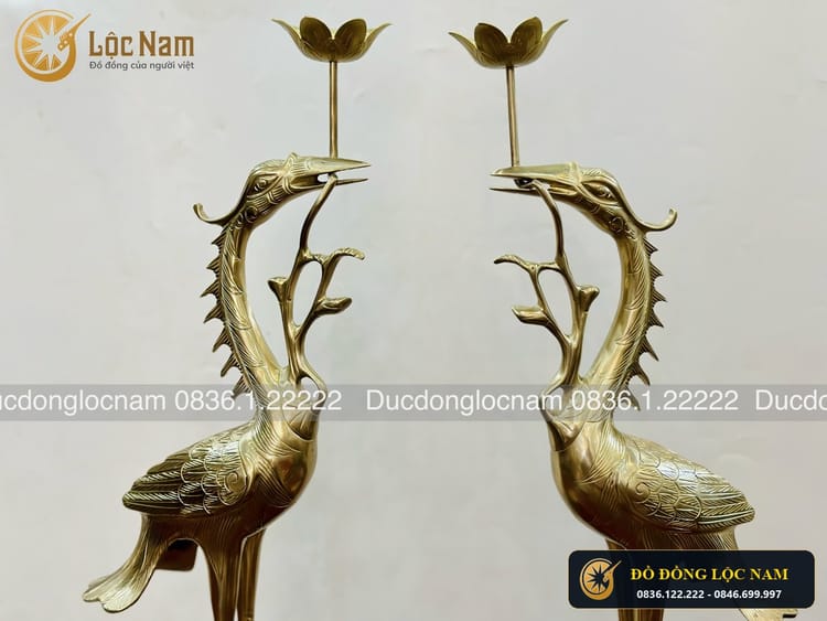 Hạc Thờ Bằng Đồng Catut Bo 60cm góc chụp 2