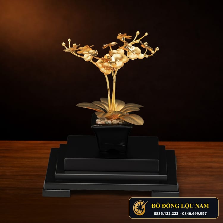 Chậu Hoa Lan Hồ Điệp Mạ Vàng 24K Cao Cấp