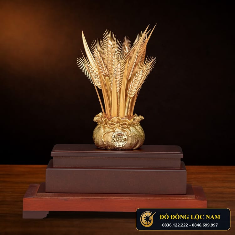 Hũ Lúa Tài Lộc Phong Thủy Mạ Vàng 24K