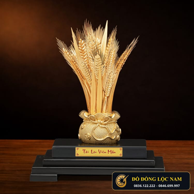 Hũ Lúa Vàng Tài Lộc Mạ Vàng 24K Để Bàn