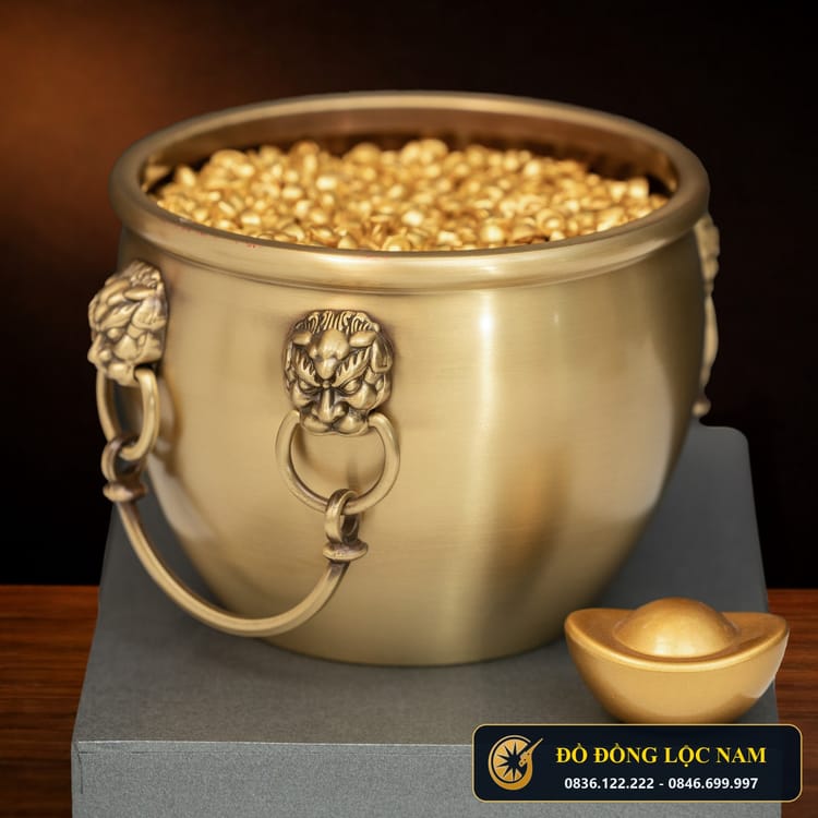 Hũ Tiền Phong Thủy Tụ Bảo Bồn Mạ Vàng 24K