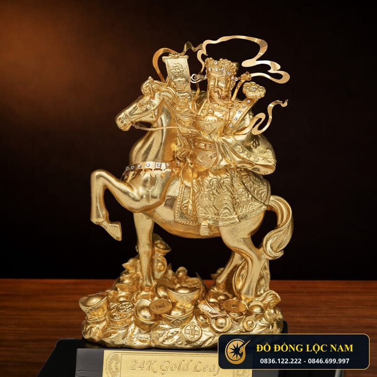 Tượng Ngựa Thần Tài Phi Nước Đại Mạ Vàng 24K góc chụp 1
