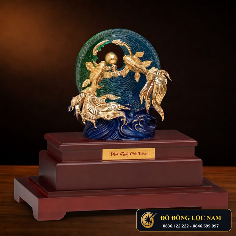 Tượng Song Ngư Vờn Ngọc Đế Gỗ Mỹ Nghệ góc chụp 1