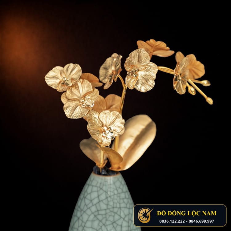 Chậu Hoa Lan Phú Quý Mạ Vàng 24K - Mẫu 2 góc chụp 1