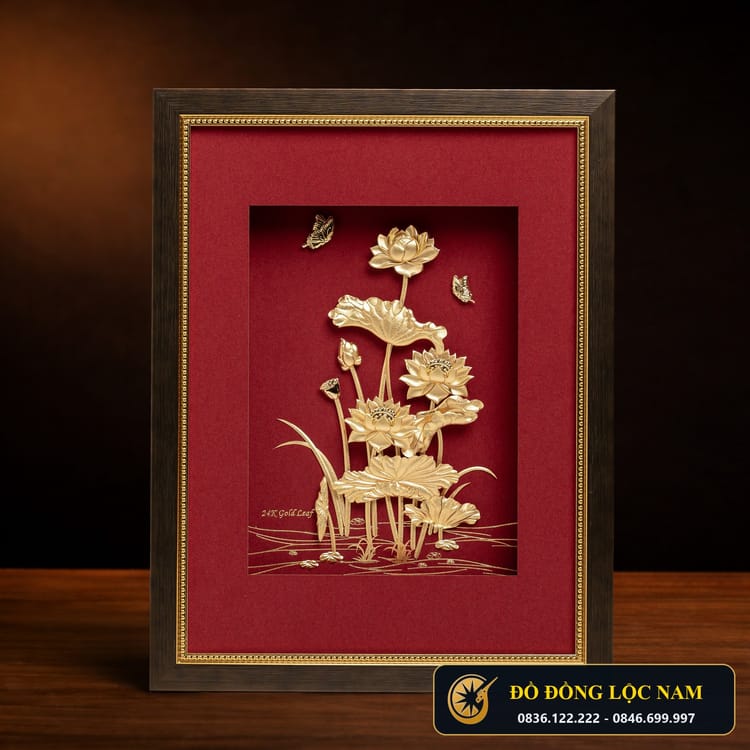 Tranh Hoa Sen Mạ Vàng 24K Nghệ Thuật - Mẫu 3