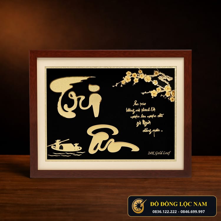 Tranh Tri Ân Dát Vàng 24K Nền Đen Sang Trọng