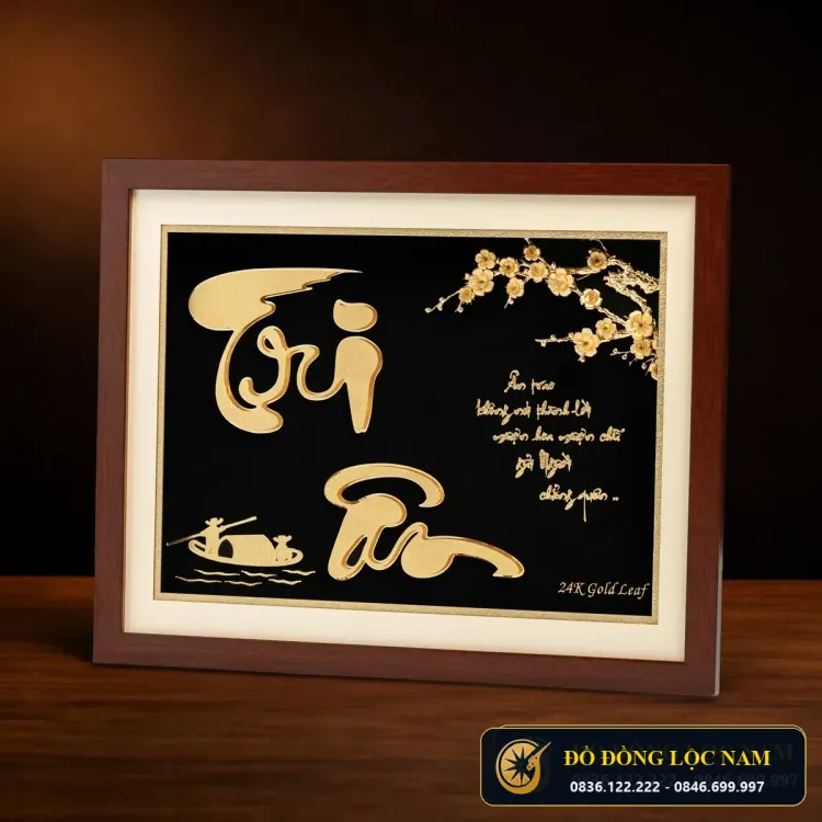 Tranh Tri Ân Mạ Vàng Nền Đen Sang Trọng góc chụp 1