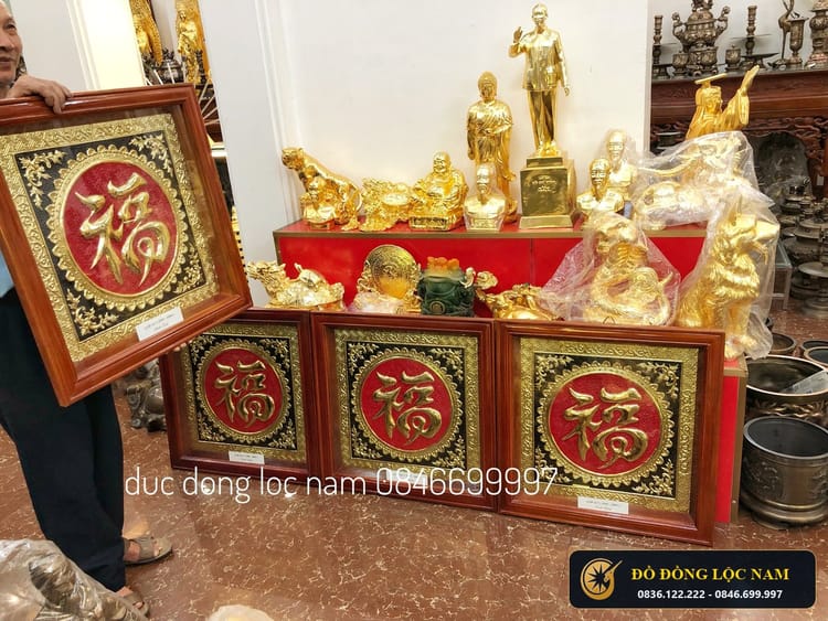 Tranh Chữ Phúc Bằng Đồng Khách Đặt Làm Quà Tặng góc chụp 1