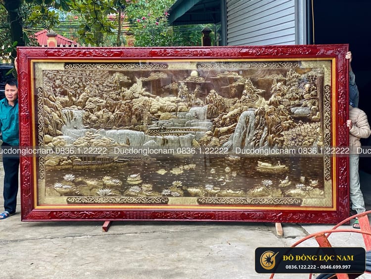 Tranh Sơn Thủy Hữu Tình Bằng Đồng 3m x 2m Mạ Bạc