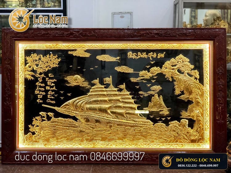 Tranh Thuân Buồm Xuôi Gió Bằng Đồng 2m3 x 1m2mạ Vàng 24K