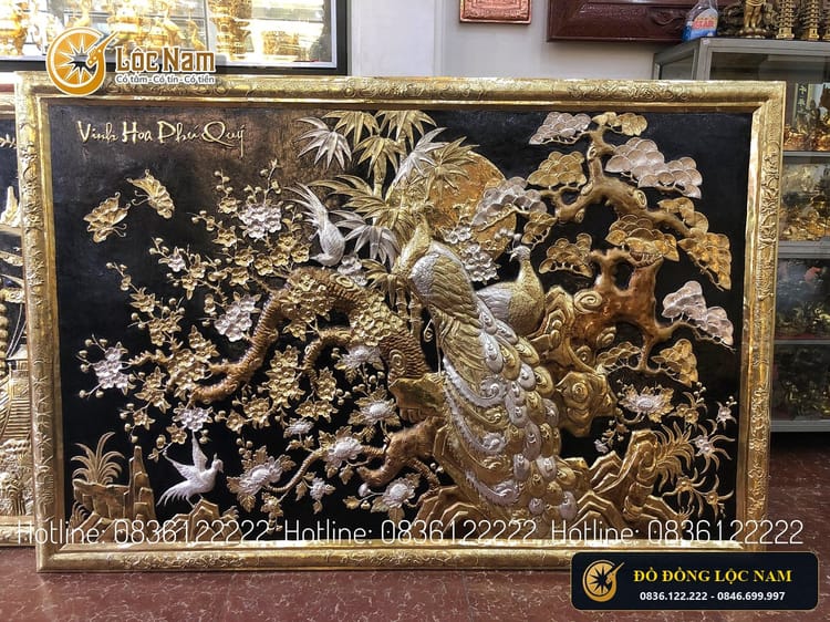 Tranh Vinh Hoa Phú Quý Bằng Đồng 1m8 70cm góc chụp 2