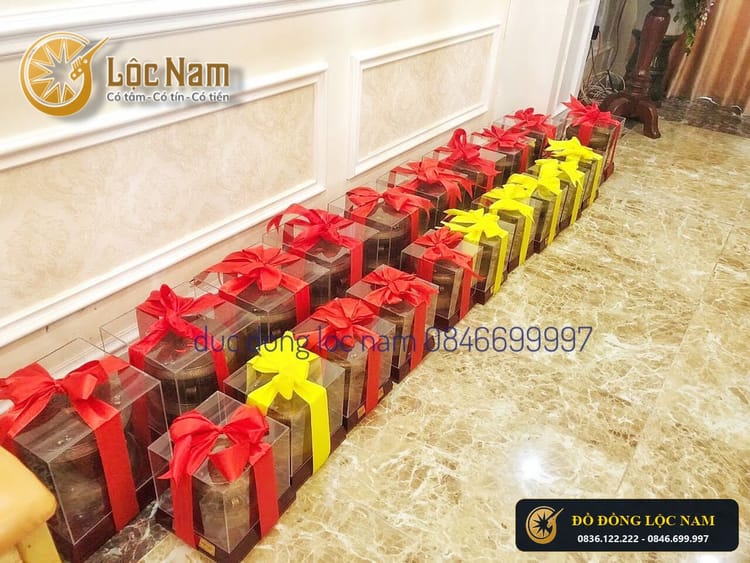 Trống Đồng Mạ Vàng Qua Tang Sangtrong góc chụp 2