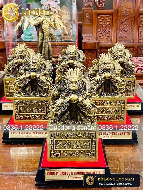 Ấn Rồng Bằng Đồng Phong Thủy Cao 17cm