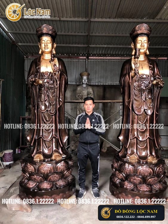 Lắp Đặt Tượng Phật Tây Phương Tam Thánh Bằng Đồng Cỡ Lớn Cho Chùa góc chụp 1