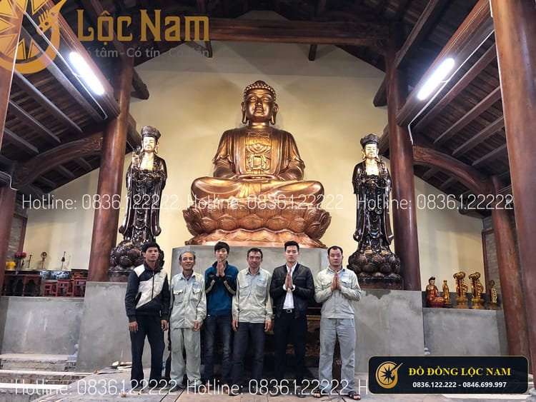 Lắp Đặt Tượng Phật Tây Phương Tam Thánh Bằng Đồng Cỡ Lớn Cho Chùa góc chụp 2