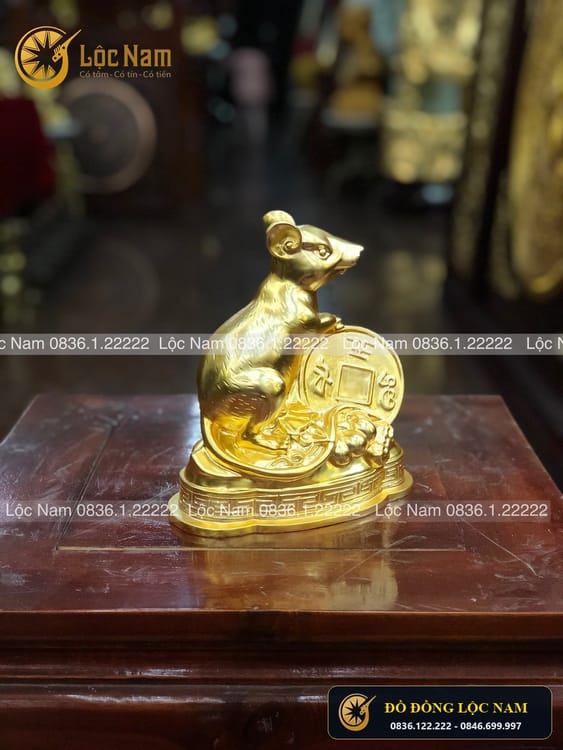 Tượng Chuột Bằng Đồng Cỡ Nhỏ Cao 10cm góc chụp 1
