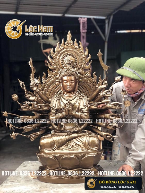 Tượng Đồng Chuẩn Đề Đúc Cho Nhà Chùa Cao 95cm
