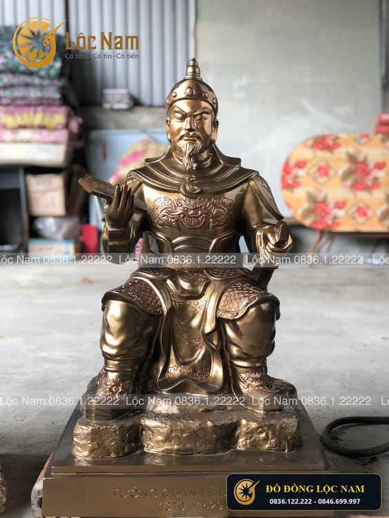 Tượng Đồng Tướng Quân Lê Đại Đao Ngồi Ngai Cao 90cm