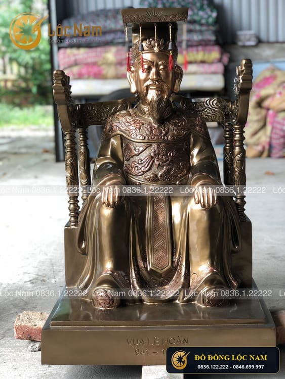 Tượng Đồng Vua Lê Hoàn Ngồi Ngai Cao 90cm