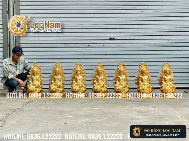 Tượng Dược Sư Bằng Đồng Dát Vàng 9999 Cao 68cm