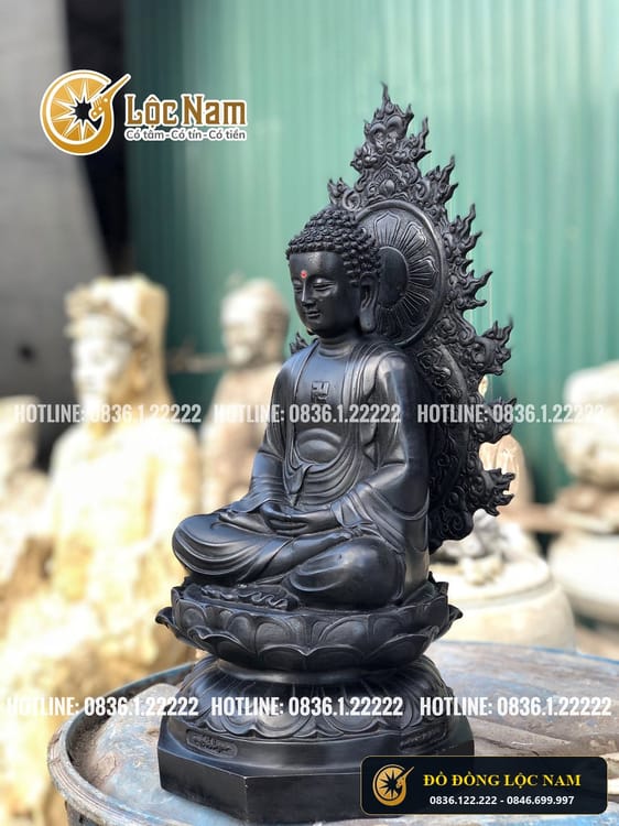 Tượng Phật A Di Đà Bằng Đồng Cao 38cm Làm Giả Cổ góc chụp 2