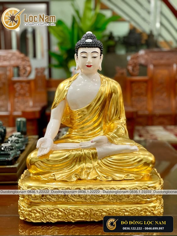 Tượng Phật A Di Đà Bằng Đồng Cao 48cm Dát Vàng 9999 góc chụp 2