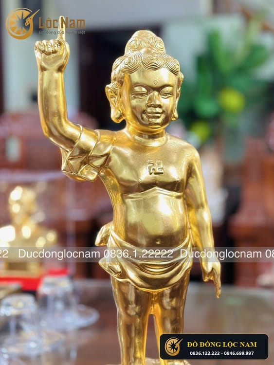 Tượng Phật Dn Sinh Bằng Đồng Dát Vàng 24K Cao 52cm góc chụp 1