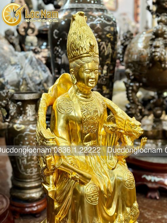 Tượng Mẫu Cửu Trùng Thiên Đúc Bằng Đồng Dát Vàng 24K