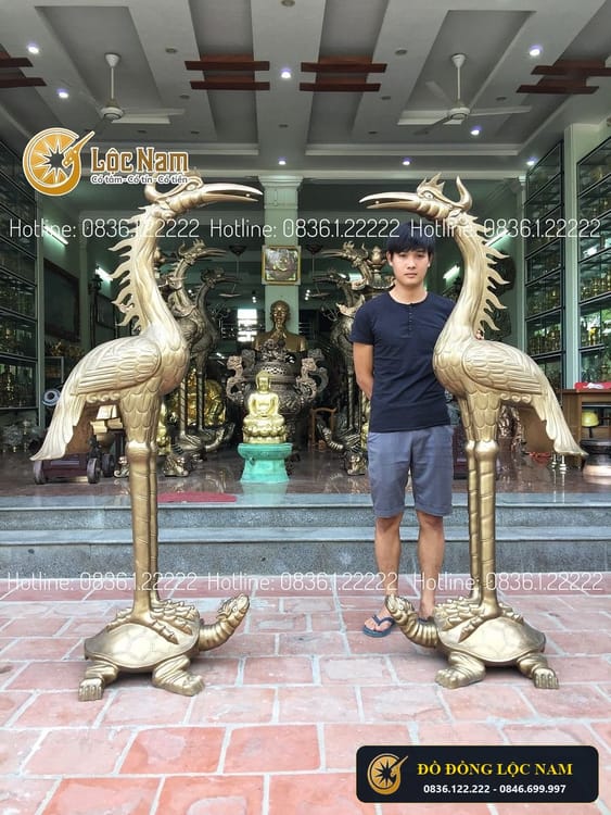 Hạc thờ bằng đồng đỏ cao 1m6