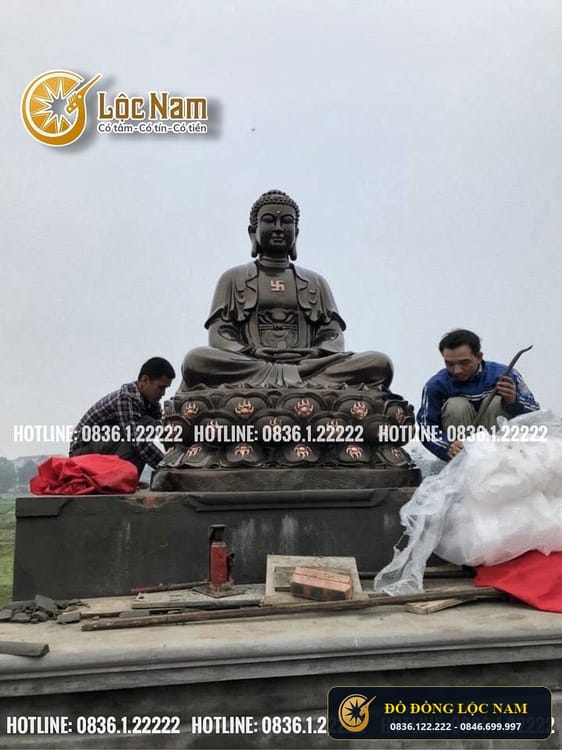 Lắp đặt tượng phật a di đà bằng đồng tại chùa góc chụp 1