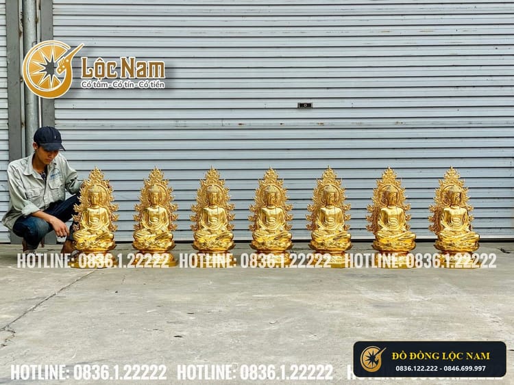 Tượng Dược Sư Bằng Đồng Cao 68cm Dát Vàng 9999