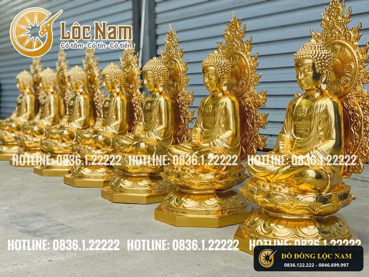 Tượng Dược Sư Bằng Đồng Cao 68cm Dát Vàng 9999 góc chụp 2