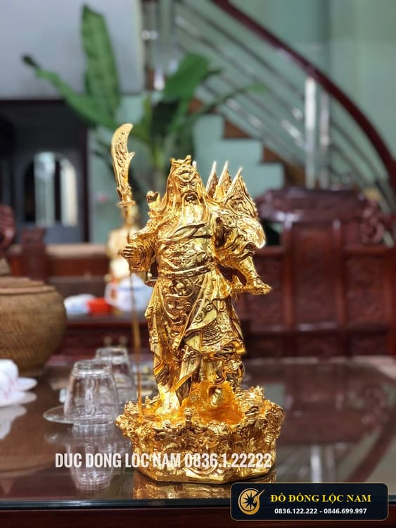 Tượng quan công bằng đồng mạ vàng 24k
